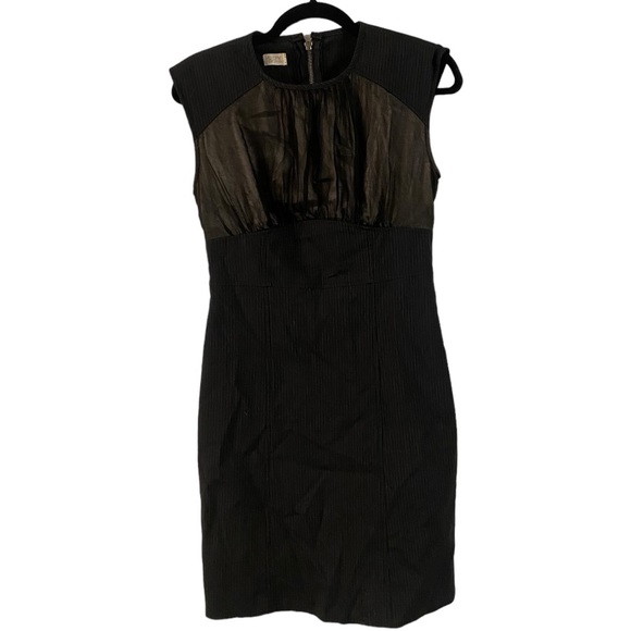 Suzy Shier Dress Black, Silvery-Beige with Chiffon Overlay, Size Small, GUC - Picture 2 of 6